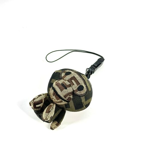 FENDI A BATHING APE Collaboration Zucca Milo Strap Bag Charm Key Holder Unused - Picture 1 of 9